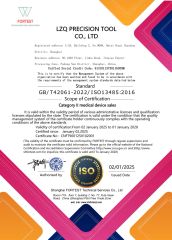 ISO 13485 certificate from LZQ PRECISION TOOL CO., LTD.