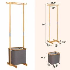 Bamboo Household Bedroom with Storage Basket, Clothes and Hat Rack - Image 6