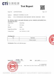 Carbon content of Pure Nickel-1 certificate from Ohmalloy Material Co., Ltd.