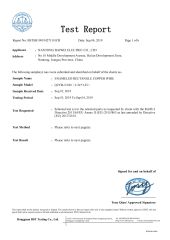 RoHS Test Report certificate from Nantong Baiwei Electric Co., Ltd.