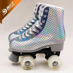 Double Row Skates Suitable 4 Wheel PU Flash Roller Skates - Image 1