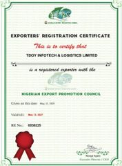 NEPC Export Licence  certificate of Tdoy Farm Produce and Agro-Allied – certificate photo, supplier certificates section