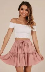 Elasticized Waist Adjustable Mini Skirt - Image 5