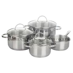 Classical Stainless Steel Cookware Set 8PCS Kitchenware Pots Pans with Glass Lid - Image 1