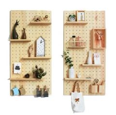 Bathroom Drying Rack with Pegboard for Towels and Snack Storage Display - Image 3