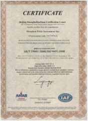 ISO certificate from Shenzhen Pride Instrument Inc.