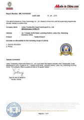 BV AUDITED CERTIFICATE certificate from Laiwu Trustworthy Import and Export Co., Ltd.
