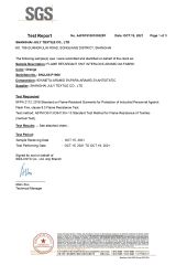 NFPA2115 Fire Retardant Test certificate from Shanghai July Textile Co.,Ltd