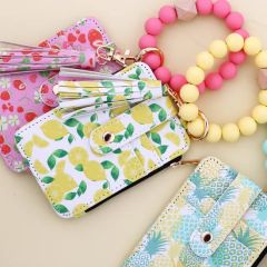 Stylish Leather Tassel Flower Keychain and Silicone Bead Bracelet - Image 4