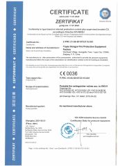 CE0036 certificate from Shaoxing Shangyu Hongye Fire Protection Equipment Factory
