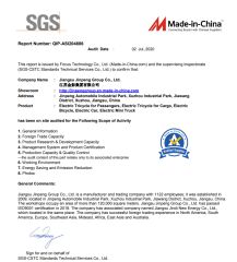 SGS certificate from Jiangsu Jinpeng Group Co., Ltd.