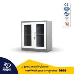 Home Office Metal Book Cabinet Glass File Storage Rack with Door - Image 5