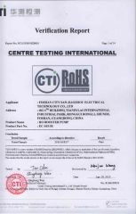 RoHS Verification Report of RO Booster Pump certificate from Foshan City San Jiaozhou Electrical Technology Co., Ltd