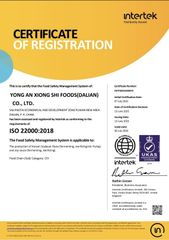 ISO certificate from Yongan Xiongshi Foods(Dalian)Co.,Ltd