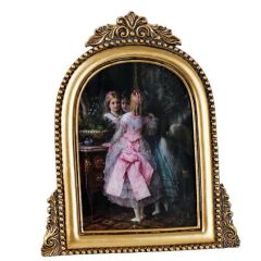 12 Inch Vintage Resin Frame Distressed Wood Look Oval Photo Frame with Carved Florals - Image 3