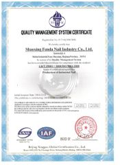 ISO 9001 certificate from Shaoxing Feida Nail Industry Co., Ltd.