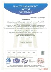 ISO 9001 certificate from Tianjin Longshi Fasteners Co., Ltd.