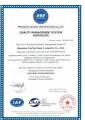 ISO9001 certificate from Shenzhen YueYueYuan Cosmetics Co., Ltd.