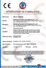 CE certificate from Shandong Guandiao CNC Equipment Co., Ltd.