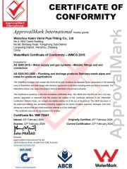 WATERMARK M 15-168mm certificate from Wenzhou Kasin Valve Pipe Fitting Co., Ltd.