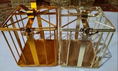 Gold,Silver Gift Brass Boxes, Square Design Cage Shape Square Material Brass Color Gold, Silver Set Content Set of 2 Usage/Application - Image 2