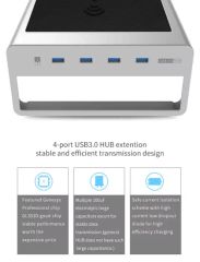 Multifunctional Adjustable Monitor Riser Stand with 15W Wireless Charging, USB Hub, Drawer Organizer – Metal Desktop Stand for Office Use - Image 5
