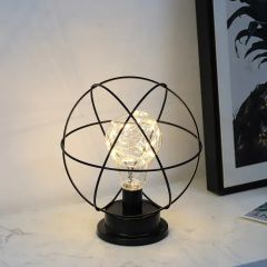 Metal Candleholder with LED String Lights and Bulb - Image 2