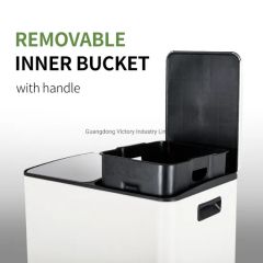 60L 2-Compartment Pedal Trash Can Stainless Steel Pedal Trash Can Foot Step Garbage Recycle Dustbin - Image 6