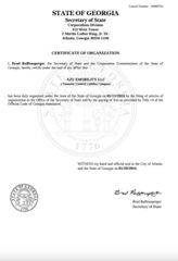CERTIFICATE OF ORGANIZATION certificate from AZU EMOBILITY LLC