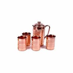 Copper Plated Glass Jug Set No. of Pieces 5 Packaging Type Corrugated - Satya Handicrafts