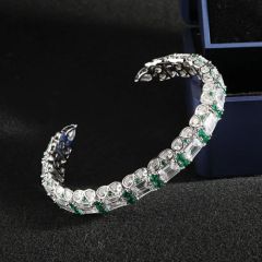 925 Silver Jewelry Zircon Open Bangle - Image 1