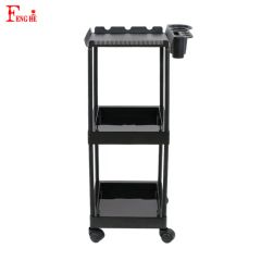 3 Tier Rolling Salon Trolley with Tool Holders – Hairdresser Utility Cart - Image 1