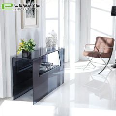 Bent Glass Console Table with Shelf Cbm 0.4 Model S053 Type Table Color Clear Origin China Condition New HS Code 940389 Model NO. - Image 5