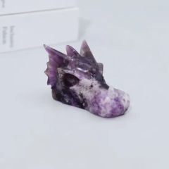 2.5 Inch Wholesale Natural Reiki Crystal Gemstone Hand Carved Folk Crafts Healing Crystal Stones Amethyst Dragon Skulls - Image 1