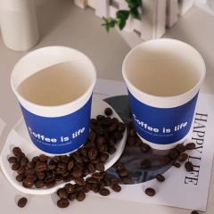 Customizable Disposable Coffee Blue Soy Milk Tea Double-Layered Paper Cups Hot Drinks - Image 3