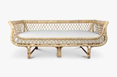 Bench in rattan frame and rattan decoration with Cushion. For the dimension product: W165xD75xH66 - Image 1