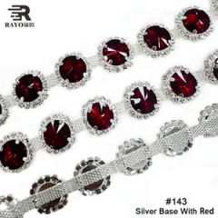 Extremely Brilliant Red Rhinestone Chain Round Shape for DIY Crafts Diamond Around Shiny Stone Wedding Party Decoration - Image 4