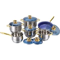Hot Sale Kitchen Utensils Kitchenware Cooking Pot Gold Handle Stainless Steel Cookware Set - Image 3