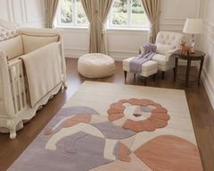 Modern Handmade Tufted Floral Rug, Abstract Flower Area Rug, Pastel Purple Pink Cream Carpet, Nursery Bedroom Living Room Decor – product photo 1, product detail gallery
