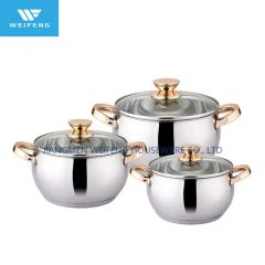 Apple Shape Ss Cookware Set with Golden Plated Handle, Kitchen Ware - Image 5