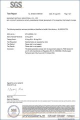 LFGB certificate certificate from Nanjing Metalli Industrial Co., Ltd.