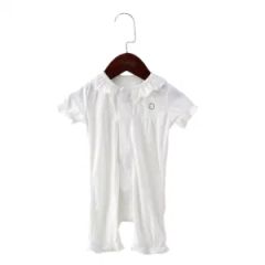Summer Baby Wear Ribbed Knit Short Sleeve Coverall Rompers Bodysuits - Image 1