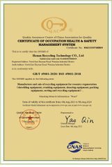 CERTIFICATE OF OCCUPATION HEALTH&SAFETY MANAGEMENT SYSTEM certificate from Henan Recycling Technology Co.,Ltd.