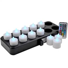 Romantic Color Changing LED Flameless Tealight Candles with Timer - Image 1