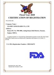 FDA certificate from Xiamen Sinocharm Co., Ltd.