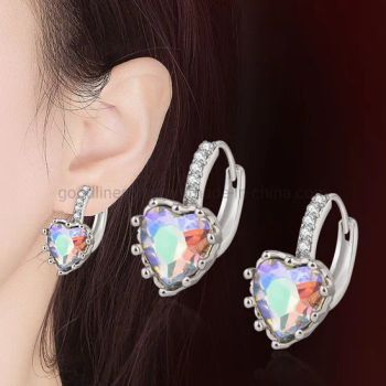 Fashion Round Stone Small Hoop Earring Party Wedding Engagement Jewelry Gifts - GOODLINESS JEWELLERY CO., LIMITED - China