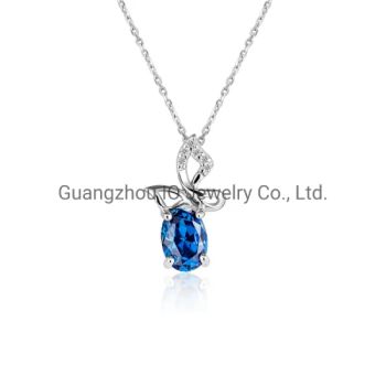 Sapphire Gemstone Jewelry Fashion Pendant Necklace 925 Sterling Silver - Guangzhou IO Jewelry Co., Ltd. - China
