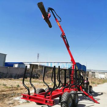 Forestry Machine ATV Wood Log Crane Carrier Trailer Diesel Pump Hydraulic 4WD Driver Tong Grab Timber Crane with Tractor - Shandong Nuoman Engineering Machinery Co., Ltd. - China