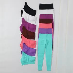 7 Colors Athleisure Oblique Shoulder Bra and Scrunch Leggings - Guangzhou RJ Clothing Co., Ltd. - China