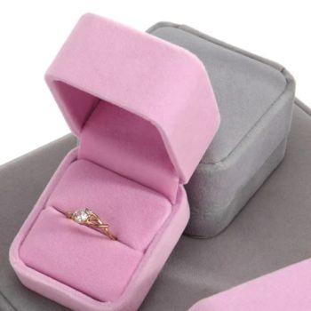 Factory Wholesale Cheap Pink Velvet Double Ring Box for Wedding Luxury Jewelry Packaging Gift Box - Guangzhou Vitality Printing Co., Ltd - China